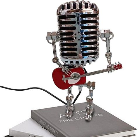 Lampe de bureau rétro en forme de microphone et de guitare, lampe de table vintage avec variateur tactile (1/4)