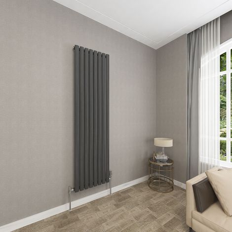 1800x472mm Anthracite Single Oval Column Radiator Vertical Modern Central Heating Radiators