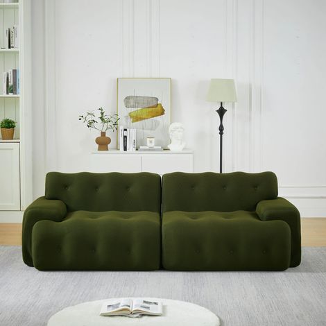 Canapé Cloud 2 places – Tissu 3D tricoté Vert –Accoudoirs larges et capitonnage –Sans montage –Soutien ergonomique –224x104x66 cm