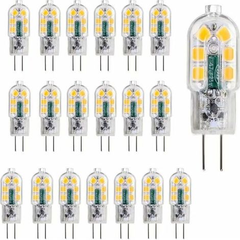 royaluxe -Ampoule G4, Ampoule G4 LED 2W 180LM, Équivalent 20W G4 Ampoule Halogène, Blanc Chaud 3000K, AC/DC 12V, Sans Scintillement, Non Dimmable, Lot de 20 (1/5)