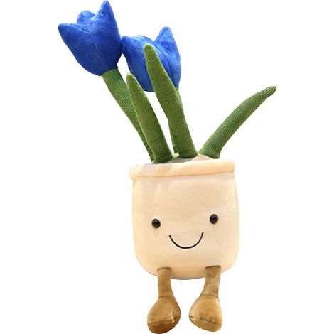 Weiche Plüschtulpe, elastisch, geruchlos, niedlich und flauschig, Pflanzendekoration für Zuhause, Büro, Auto, Geschenk, blau, 30 cm (1/5)