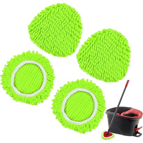 Lot de 4 têtes de serpillère pour Vileda Turbo EasyWring en Microfibre triangulaires rotatives à 360 ° pour Tous Les sols, lavables en Machine, Utilisation Humide et sèche (1/5)