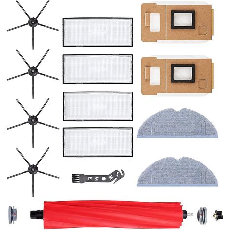 Hauptbürste, Seitenbürste, HEPA-Filter, Wischtuch, Staubbeutel für Roborock (1/4)