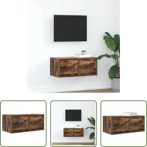Armoire tv - Meuble TV chêne fumé 60x31x25,5 cm bois d'ingénierie (1/5)