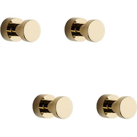 BEBUSINGOTO Goldene Handtuchhaken, 4er-Pack, rostfreie Bademantel- und Kleiderhaken aus Metall, selbstklebende oder an der Wand montierte Haken für das Badezimmer