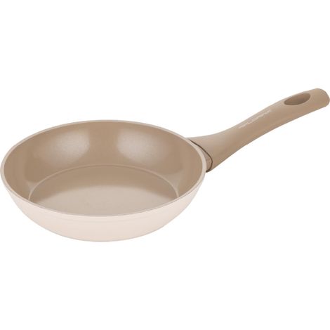 Poêle à frire en aluminium forgé 16 cm Avec revêtement céramique Pour cuisinières à induction, à gaz et électriques Poignée soft touch aspect bois Résistante aux rayures (1/5)