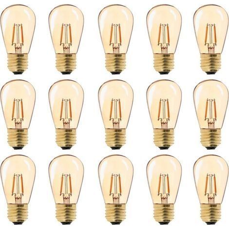 LED E27 Vintage Ampoule, ST45 Faciles à 1W = 10W Ampoules à Incandescence, Super Blanc Chaud 2200 K E27 Medium Base Ampoule Lampe de Chevet, Doré en Verre, Non Dimable, Lot de 15 (1/5)