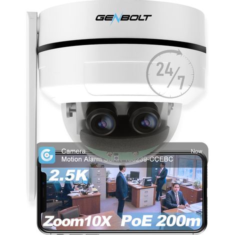 2.5k PTZ WiFi Security Camera Camera intérieur et extérieur DC & POE, 4MP Dual Lens Home Surveillance IP Camera CCTV 10X Hybrid Zoom, IK10 VANDALproof, IP66 STAPPOR (1/5)