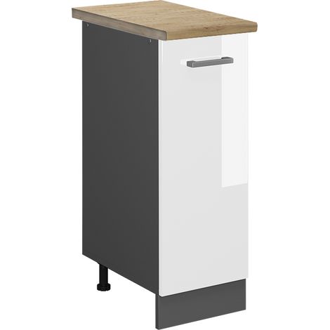 Armario de farmacia R-Line, Blanco alto brillo, 30 cm , ET Roble, Vicco