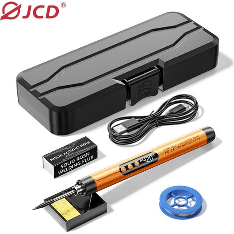 (Orange) Mini fer à souder à affichage numérique USB, interface Type-C domestique, batterie 1000mAh, température réglable. (1/5)