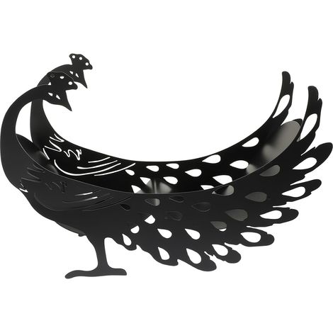 Porte-papier toilette en fer noir forme de paon, structure stable (1/5)