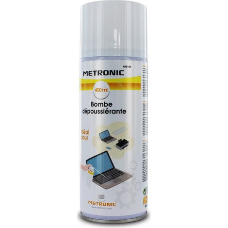 Metronic – Bombe dépoussiérante 400 ml – Pour matériel informatique – Dépoussiérage précis des claviers et imprimantes – Accessoire entretien barbecue