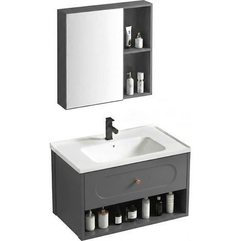 Ein Badezimmermöbelset Mit Waschbecken Rea River 60Cm Grey