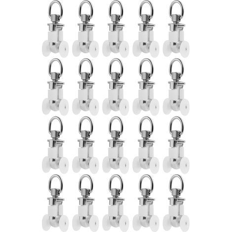 20 Pièces Rouleaux pour Rails de Rideaux en Métal, Accessoires de Glissement pour Voies de Rideau, Poulies pour Rails de Rideaux, Adaptés pour Salons, Chambres et Salles de Bain (1/5)