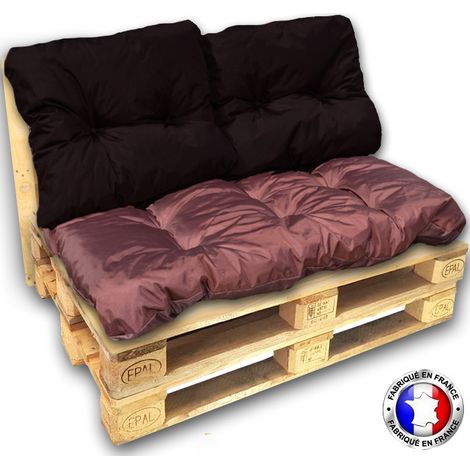 Kit coussins palette imperméable 120x80 waterproof Assise seul - MARRON
