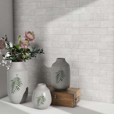 Carreaux muraux imperméables à décoller et à coller - Aspect marbre - Pour cuisine, salle de bain (10 feuilles,Gris) (1/5)