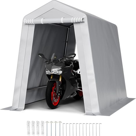 Abri de Jardin, 183 x 245 cm, Tente de Rangement avec Double Porte à Fermeture Éclair Enroulable, Abri de Stockage Portable Robuste, Garage Extérieur pour Motos, Vélos, Outils de Jardin, Gris (1/5)