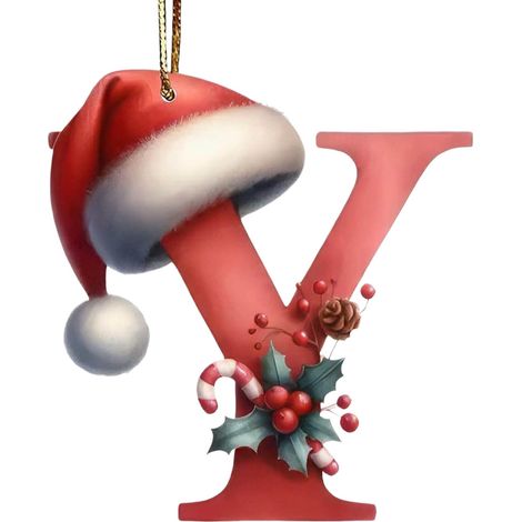 Ornement Alphabet - Décoration Arbre De Noël En Acrylique - 26 Lettres Personnalisables - Pour DIY - 8 cm - Lot De 1 (1/5)