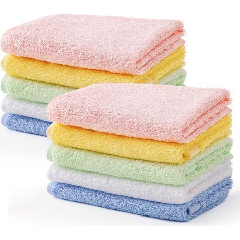 10 Pièces Serviettes de Bébé Serviettes de Main Fibre de Bambou Facial Lingettes 25 25 Cm Enfants Serviettes Multicolor Serviettes de bain Serviettes de cuisine (1/5)