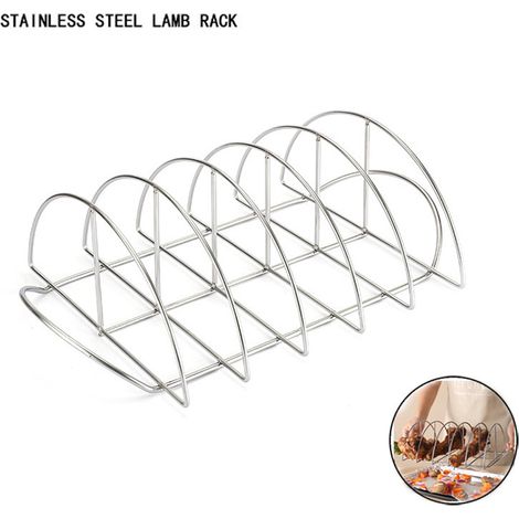 Grille de barbecue en acier inoxydable, support à côtes levées, grille antiadhésive, support à steaks pour barbecues en extérieur (1/5)