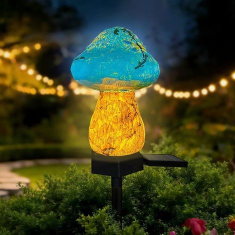 Mini lampada solare a forma di fungo - Luce bianca calda - IP44 - Impermeabile - Per decorazioni giardino o all'aperto (1/5)