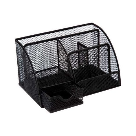 Havi ORGANIZADOR DE ESCRITORIO METAL negro 6 compartimentos con cajón (1/3)