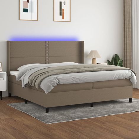 vidaXL Sommier à lattes de lit matelas LED Taupe 200x200 cm Tissu (1/5)