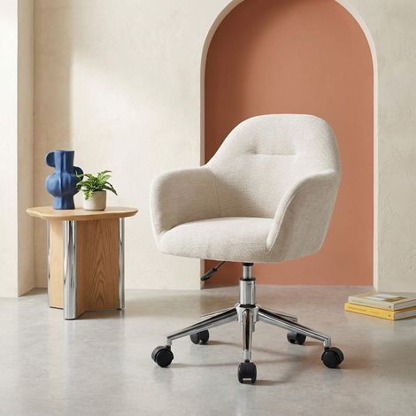 Chaise de bureau enfant à roulettes ajustable tissu chenille beige - Stan Kid (1/5)
