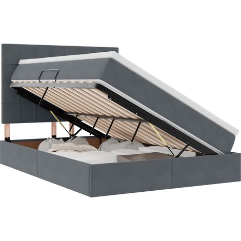Maison Exclusive - LED-Speicherbett mit Matratze Dunkelgrau 140 x