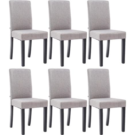 CLP – Lot de 6 chaises de salle à manger en tissu – Pieds en bois gris clair – Confort optimal avec rembourrage épais – Pour cuisine et salle à manger (1/5)