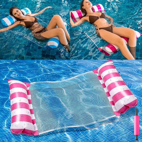 2 Pièces Hamac Piscine Filet, 4 in 1 Bouée Piscine Adulte, Matelas Piscine Filet, Hamac Matelas Piscine Gonflable, Hamac de Piscine, Hamac Gonflable Piscine pour Les Vacances à la Plage (1/5)