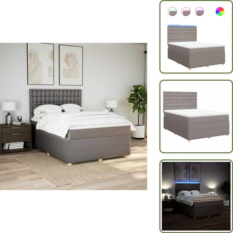Sommier à lattes de lit avec matelas Taupe 160x200 cm Tissu - Sommier À Lattes De Lit - Sommiers À Lattes De Lit - Lit - Meuble De Chambre À Coucher (1/5)