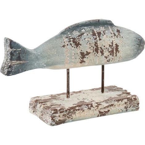 Statuette Poisson d'Extérieur sur Socle "Basil" 52cm Bleu (1/3)
