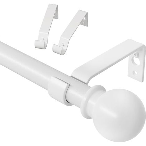 White Curtain Rod 80-157 cm, Curtain Rod with Bracket, Curtain Rod Kit for Windows, Metal Curtain Rod 16 mm Diameter for Bedroom, Living Room (1/5)