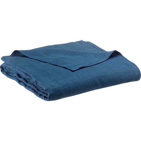 Drap plat bicolore et réversible en lin lavé stonewashed coloris Touareg 240 x 300 cm - PANGIVO (1/2)