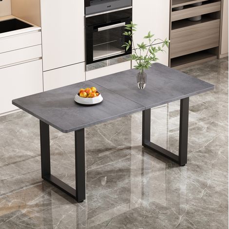 Mesa de comedor rectangular negro y gris en tablero de partículas y metal con estructura estable (1/5)
