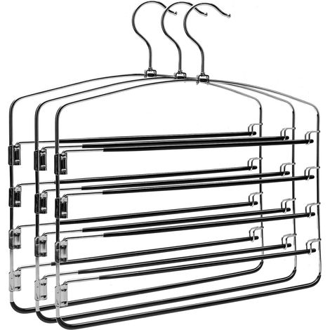 Cintre Pour Pantalons - Métal - 5 Bras Pivotants 260° - Antidérapant - Pour Armoire - 3 Pièces (1/5)