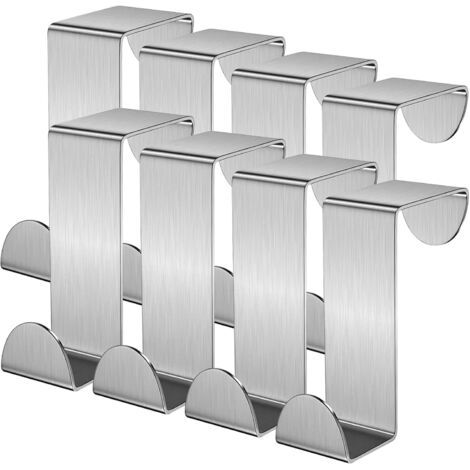 Lot de 12 Patère de Porte Suspendre pour Porte Standart, Placard Armoire, Tiroir, Porte Manteau pour Porte Acier Inoxydable pour Cuisine, Salle de Bains, Chambre à Coucher (Argent)