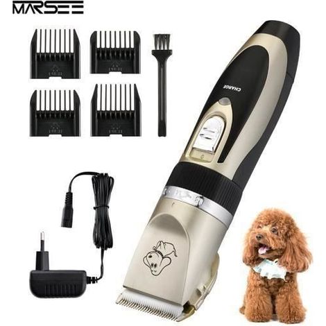 Tondeuse à Chien Chat Tondeuse Electrique Professionnelle Rechargeable sans Fil Kit avec 4 Guides de Peigne- Brosse de Nettoy (1/4)