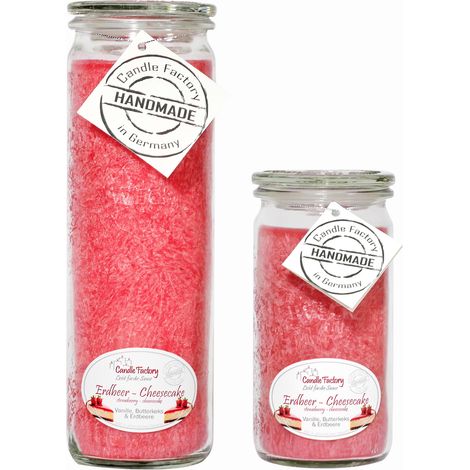 Candle Factory Kerzen-Set Erdbeer-Cheesecake Big + Mini Jumbo Duftkerze Dekokerze