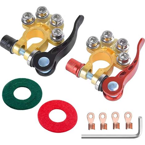 2 Pcs Connecteurs Borne de Batterie Cosses Batterie Positive Et Négative Pinces de Bornes de Batterie à Dégagement Rapide 12V Batterie Terminal pour Voitures Camions Autobus Caravan (1/5)