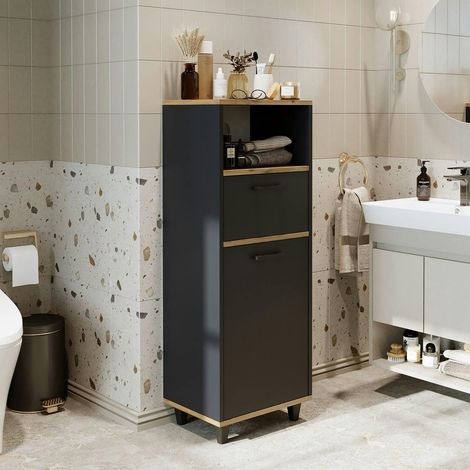 Colonne salle de bains anthracite avec panier à linge MARE (1/5)
