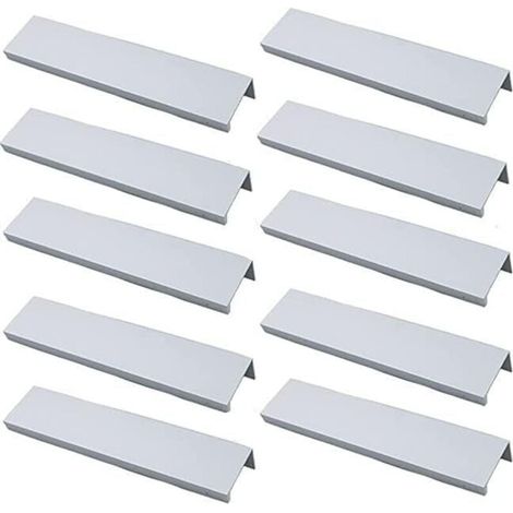 (Blanc)Lot de 10 Poignée Dorée Poignée de Meuble Dorée - Poignée Invisible Poignee de Meuble Cuisine Dorée Poignée Meuble Dorée en Alliage d'Aluminium Entraxe 160mm (1/5)