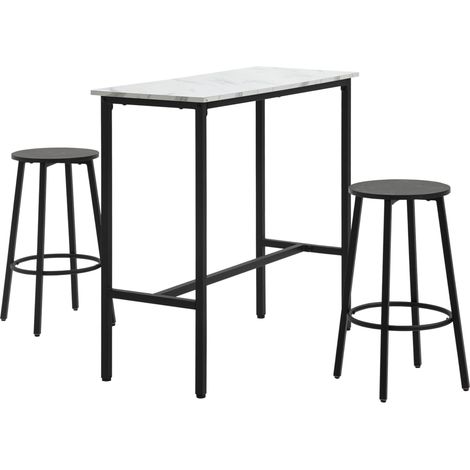 Set de mesa alta con 2 taburetes de acero blanco, 3 piezas (1/5)