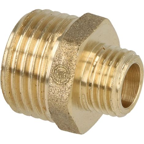 Nipple double réduit 1/2’’ x 1/4’’ hexagonal laiton nu