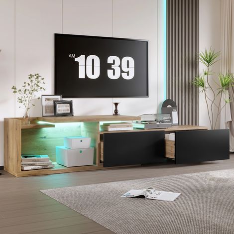 Meuble TV 2-en-1 Modulaire –133,5 x 40 x 45cm-LED Intégré -Extensible 2m-Rangement Optimal-Stable & Robuste (1/5)