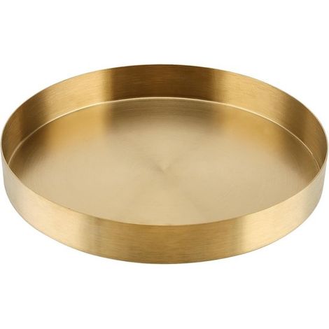 Bandeja decorativa redonda de 20 cm, dorada, redonda, bandeja decorativa, bandeja dorada para joyas, velas, maquillaje, juego de té. (1/5)