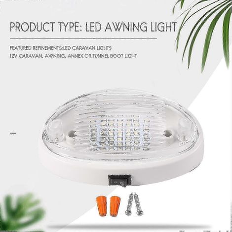 Luz LED de 12 V con interruptor para caravana, autocaravana, barco, toldo, anexo, túnel, maletero, color blanco, para carretera.