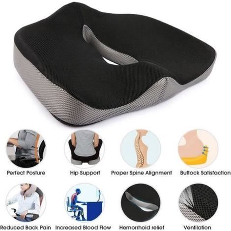 HONORNIC - Coussin de Siège en Mousse à Mémoire Coussin Orthopédique Coccyx Sciatique Soulager les douleurs Ergonomique Coussin Anti Escarres