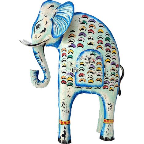 Portacandele a forma di elefante in latta - Decorazione colorata per la casa